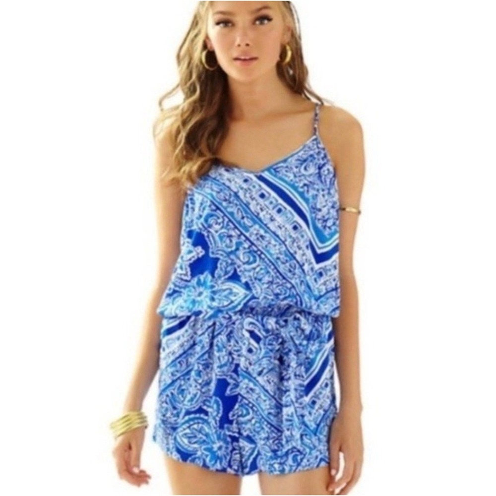 Lilly Pulitzer Dusk Romper in the "Blue Crush Open Water" print size M‎